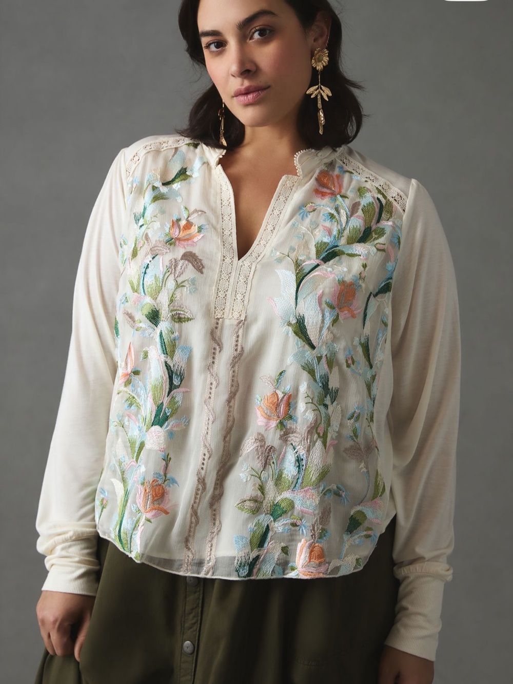 Anthropologie Tiny Hartford embroidered top XL NWT